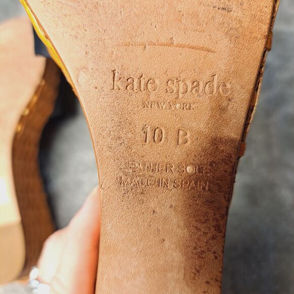 Kate Spade Black Bow Basket Weave Platform Wedge Sandals WOMENS SIZE 10B dressy - Picture 12 of 14